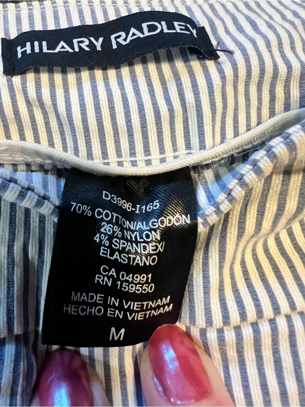 Hilary Radley White and Navy Pinstripe Cropped Pants - Picture 7 of 7